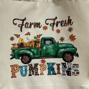 Canvas tote bag it’s the season fall pick up truck pumpkin spice straps NEW